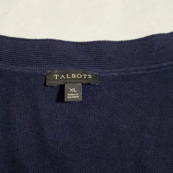 Talbots Navy Blue Cardigan Sweater Size XL V-Neck Button Up Cotton Rayon Womens - Picture 5 of 7